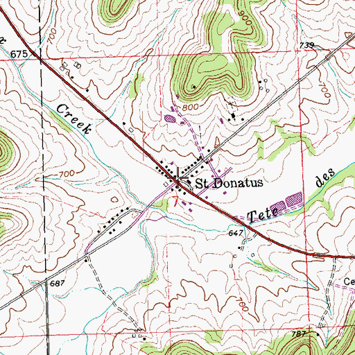 Topographic Map of Saint Donatus, IA