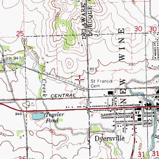 Topographic Map of Saint Francis Cemetery, IA