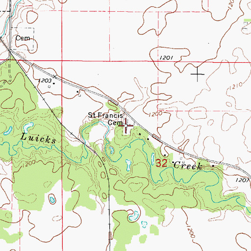 Topographic Map of Saint Francis Cemetery, IA