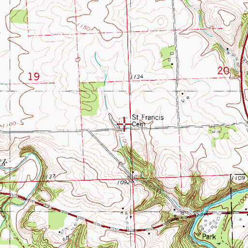 Topographic Map of Saint Francis Cemetery, IA