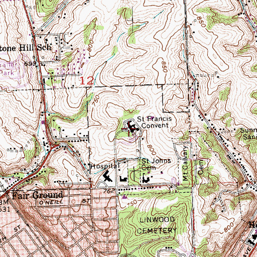 Topographic Map of Saint Francis Convent, IA