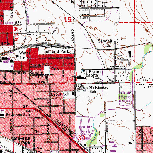 Topographic Map of Saint Francis Hospital, IA