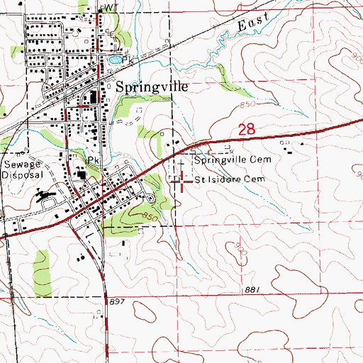 Topographic Map of Saint Isdore Cemetery, IA
