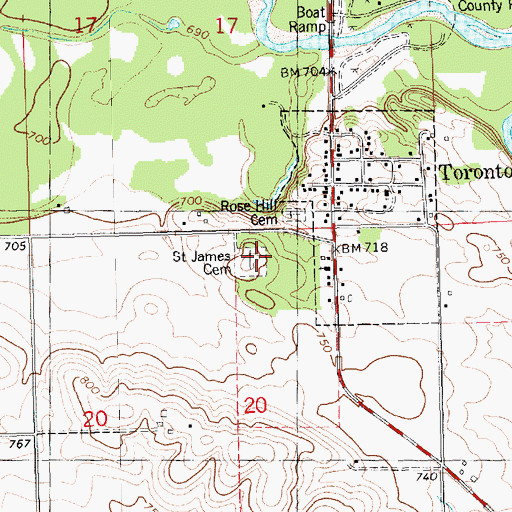 Topographic Map of Saint James Cemetery, IA