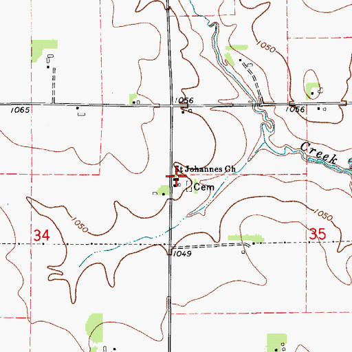 Topographic Map of Saint Johannes Church, IA