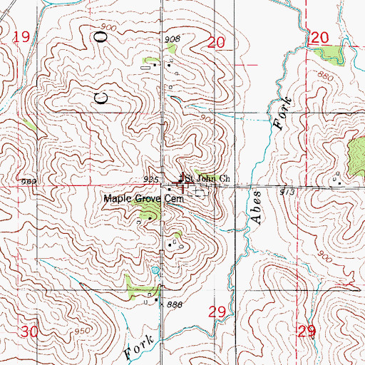 Topographic Map of Saint John Church, IA