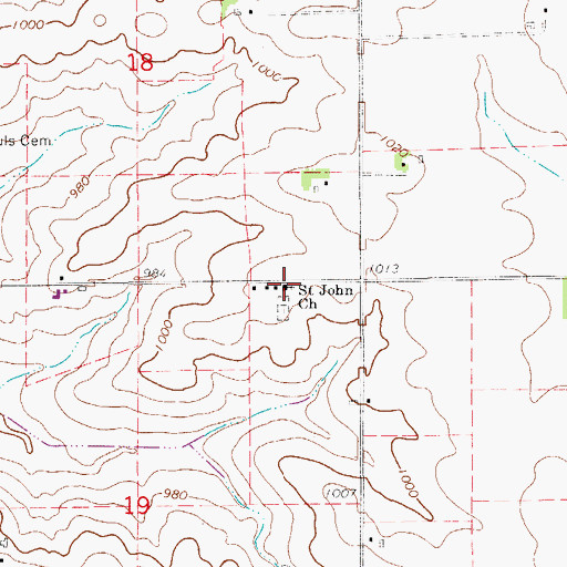 Topographic Map of Saint John Church, IA