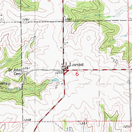 Topographic Map of Saint John Church, IA