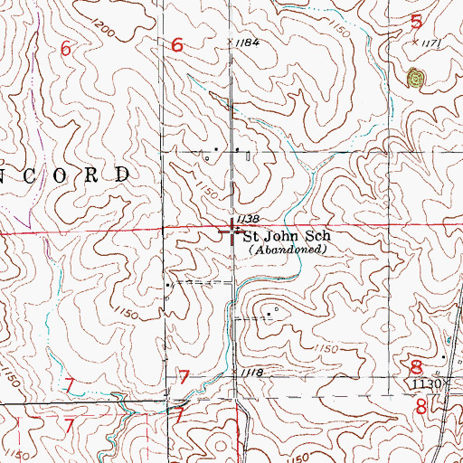 Topographic Map of Saint John School, IA