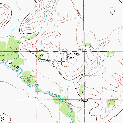 Topographic Map of Saint John Zion Cemetery, IA