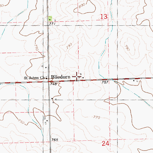 Topographic Map of Saint John's Church, IA