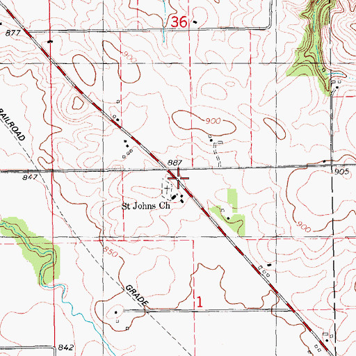 Topographic Map of Saint John's Church, IA