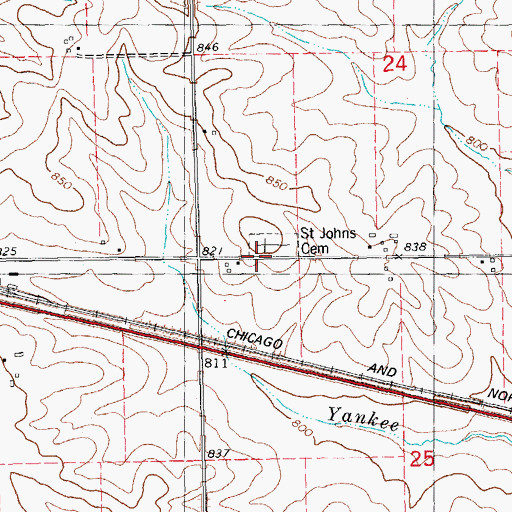 Topographic Map of Saint Johns Cemetery, IA