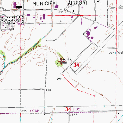Topographic Map of Harper-Barnes Cemetery, AR
