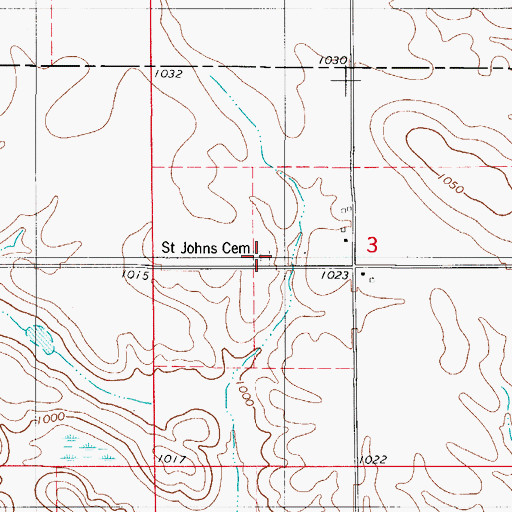 Topographic Map of Saint Johns Cemetery, IA