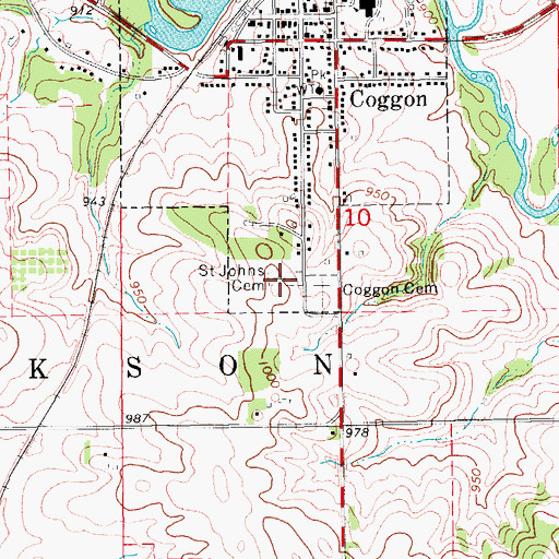 Topographic Map of Saint Johns Cemetery, IA