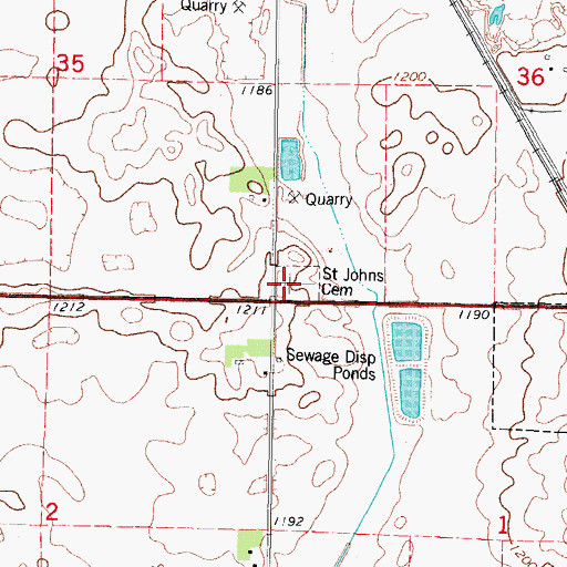 Topographic Map of Saint John's Cemetery, IA