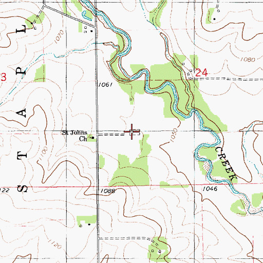 Topographic Map of Saint Johns Cemetery, IA