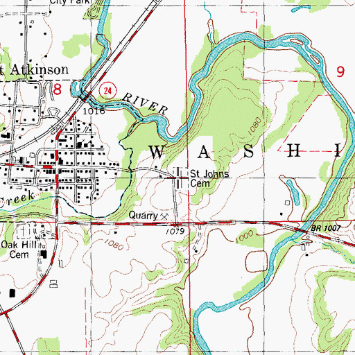 Topographic Map of Saint Johns Cemetery, IA