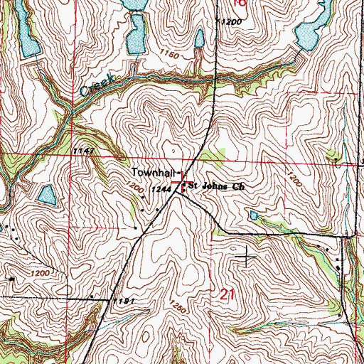 Topographic Map of Saint Johns Church, IA