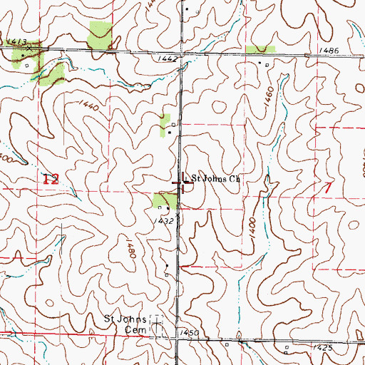 Topographic Map of Saint Johns Church, IA