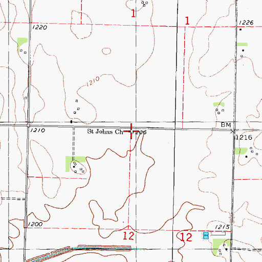 Topographic Map of Saint Johns Church, IA