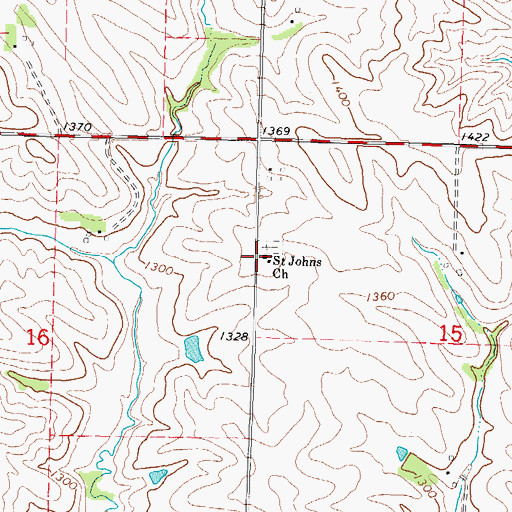 Topographic Map of Saint Johns Church, IA