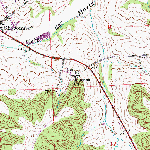 Topographic Map of Saint Johns Church, IA
