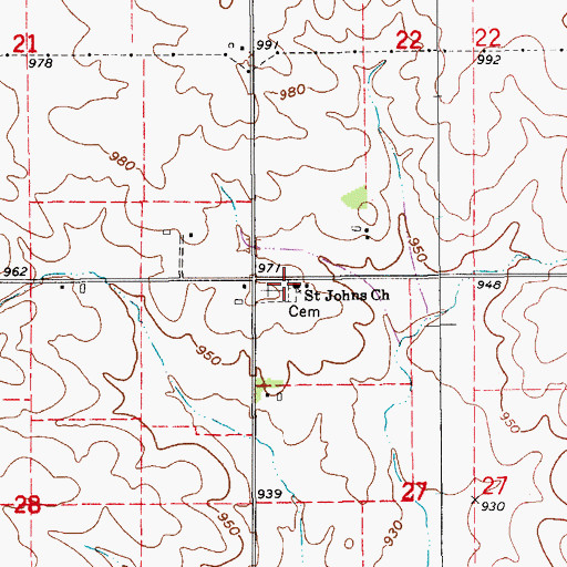 Topographic Map of Saint Johns Evangelical Lutheran Church, IA