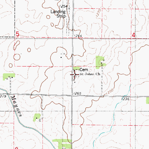 Topographic Map of Saint Johns Church, IA