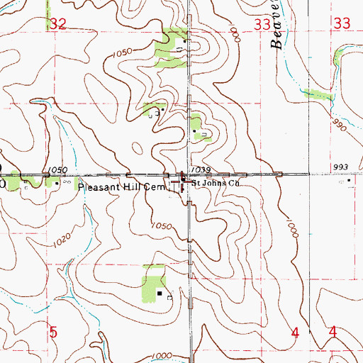 Topographic Map of Saint Johns Church, IA
