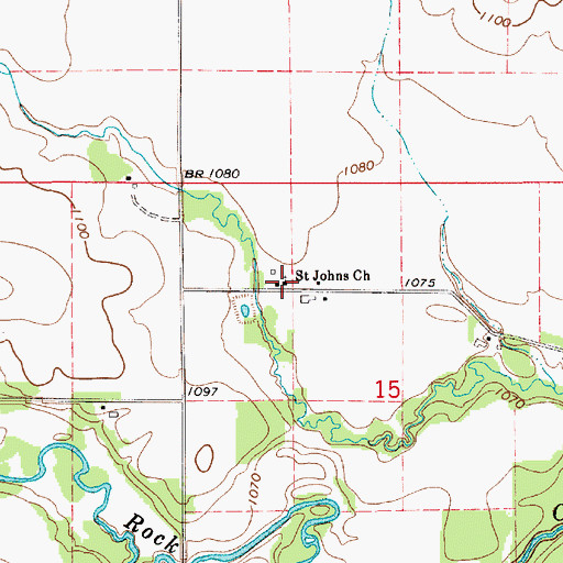 Topographic Map of Saint Johns Church, IA