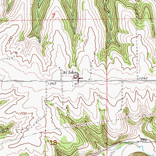 Topographic Map of Saint Johns Church, IA