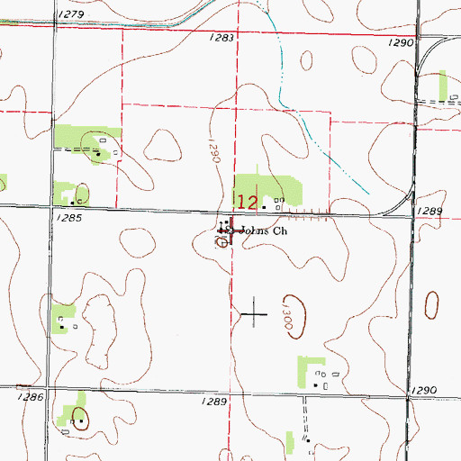 Topographic Map of Saint Johns Church of Christ Church, IA