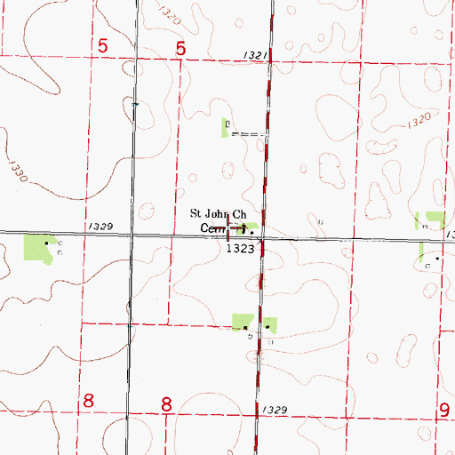 Topographic Map of Saint Johns Lutheran Cemetery, IA