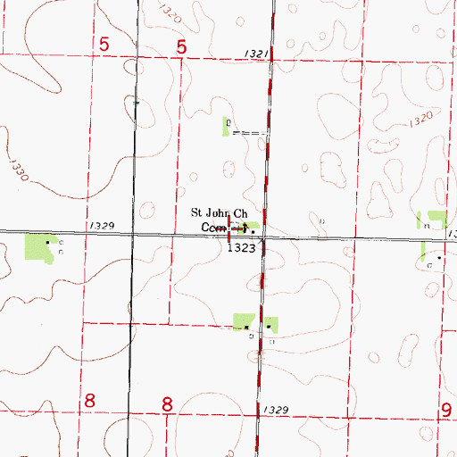 Topographic Map of Saint Johns Lutheran Church, IA
