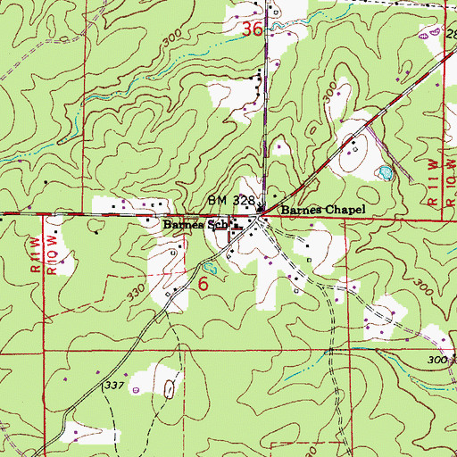 Topographic Map of Barnes School, AR