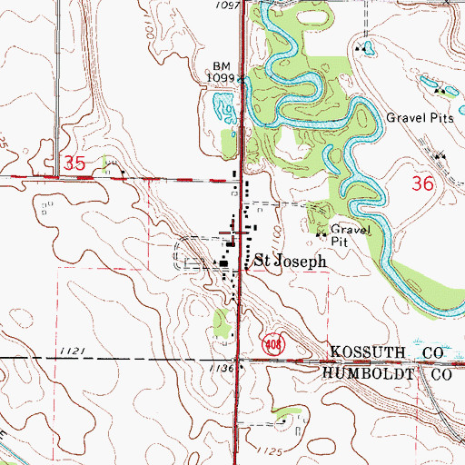 Topographic Map of Saint Joseph, IA