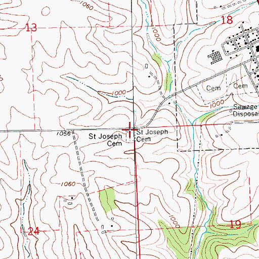 Topographic Map of Saint Joseph Cemetery, IA
