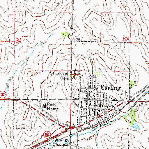 Topographic Map of Saint Joseph Cemetery, IA