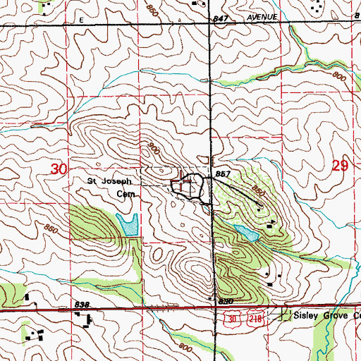 Topographic Map of Saint Joseph Cemetery, IA