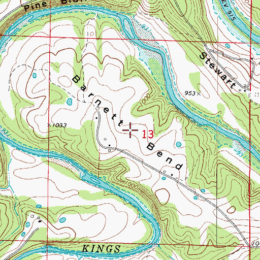 Topographic Map of Barnett Bend, AR