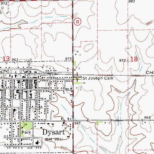 Topographic Map of Saint Joseph Cemetery, IA