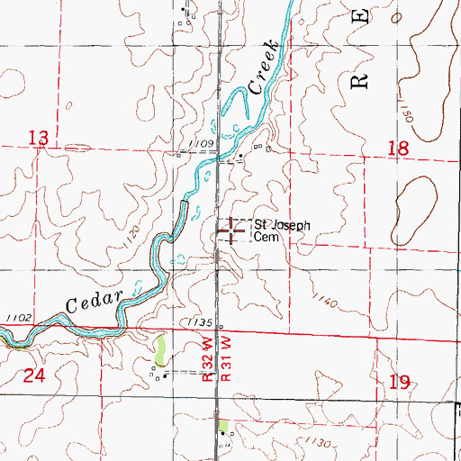 Topographic Map of Saint Joseph Cemetery, IA
