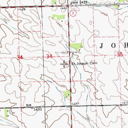 Topographic Map of Saint Joseph Cemetery, IA
