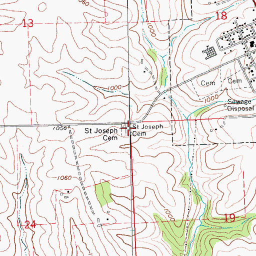 Topographic Map of Saint Joseph Cemetery, IA