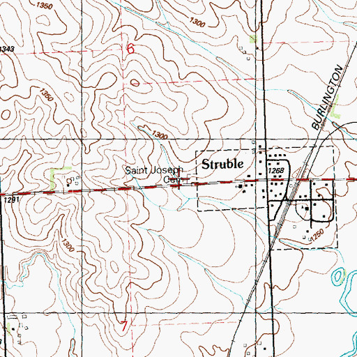 Topographic Map of Saint Joseph Cemetery, IA