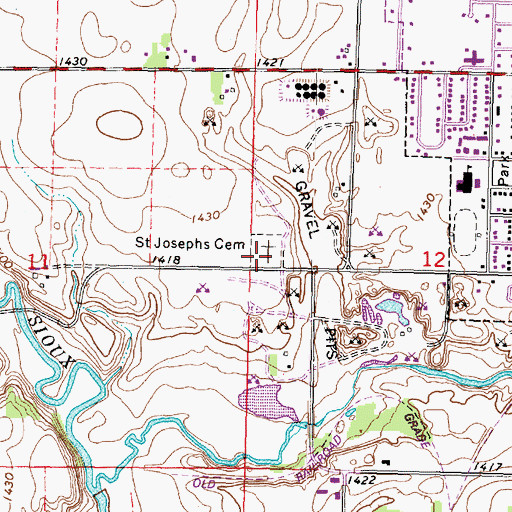 Topographic Map of Saint Joseph Cemetery, IA