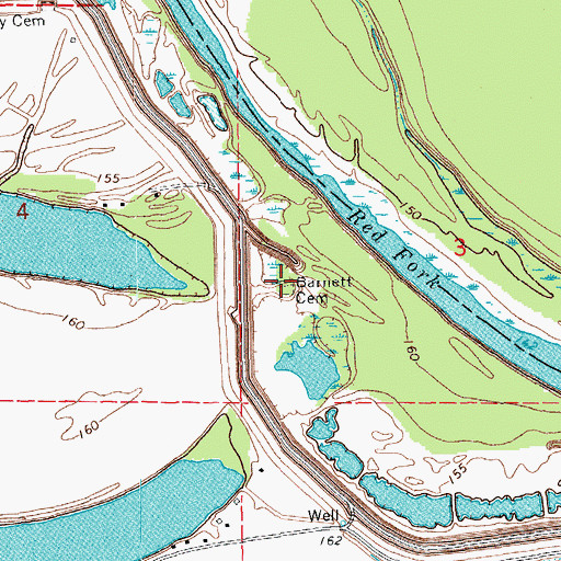 Topographic Map of Barnett Cemetery, AR