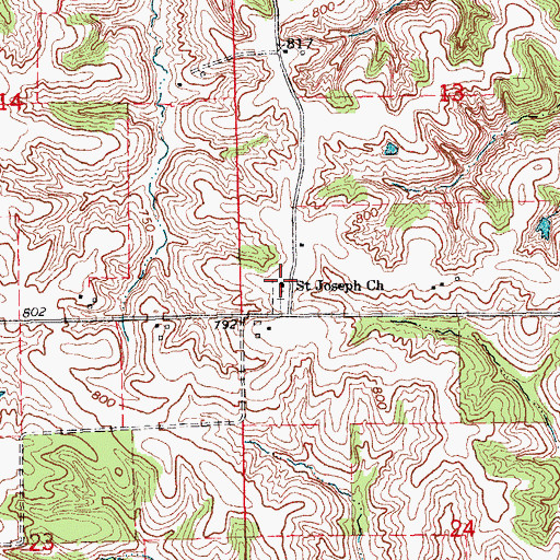 Topographic Map of Saint Joseph Church, IA